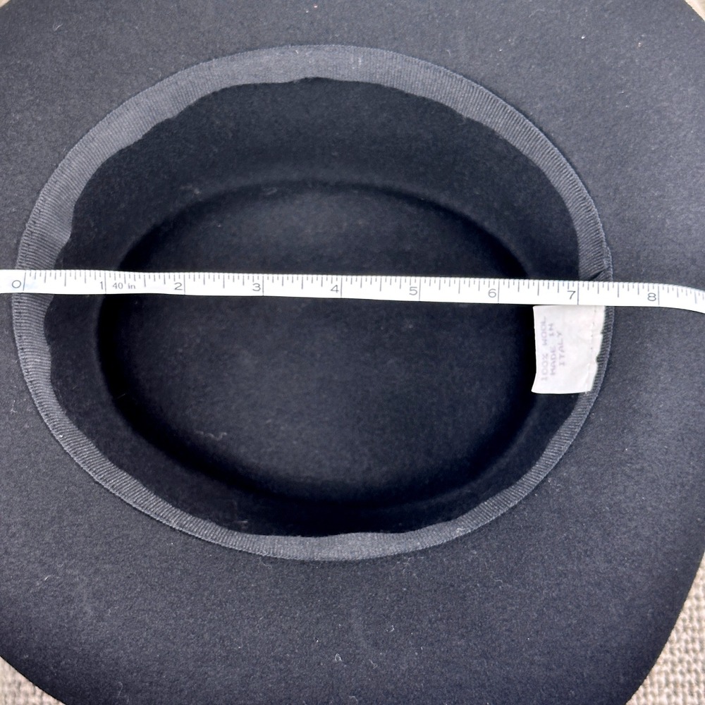 Vintage Italian Black Celestial Wool Fedora Sun Moon Gold Embroidered Ribbon Hat - Picture 7 of 8